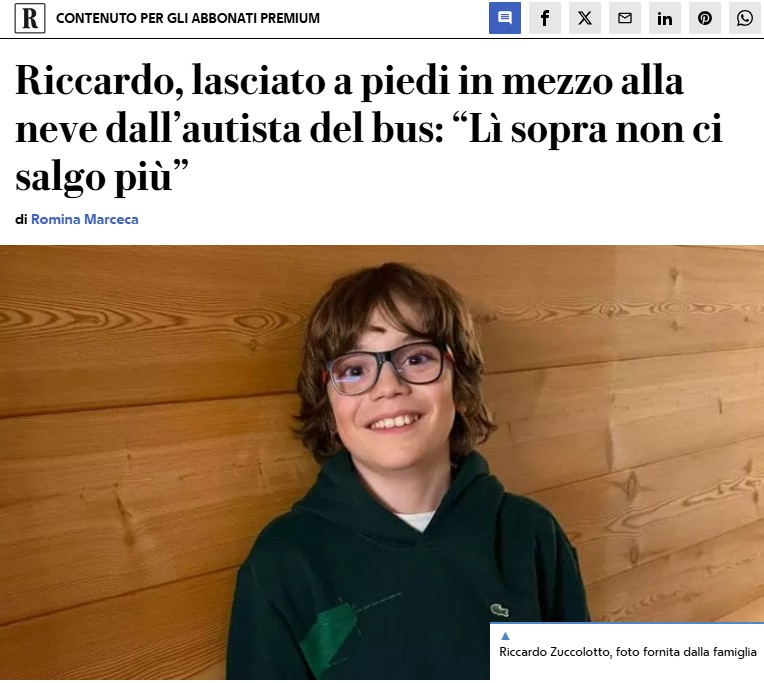 Menino de 11 anos é barrado em ônibus mais caro por causa da Olimpíada e caminha 6 km na neve ao voltar da escola na Itália